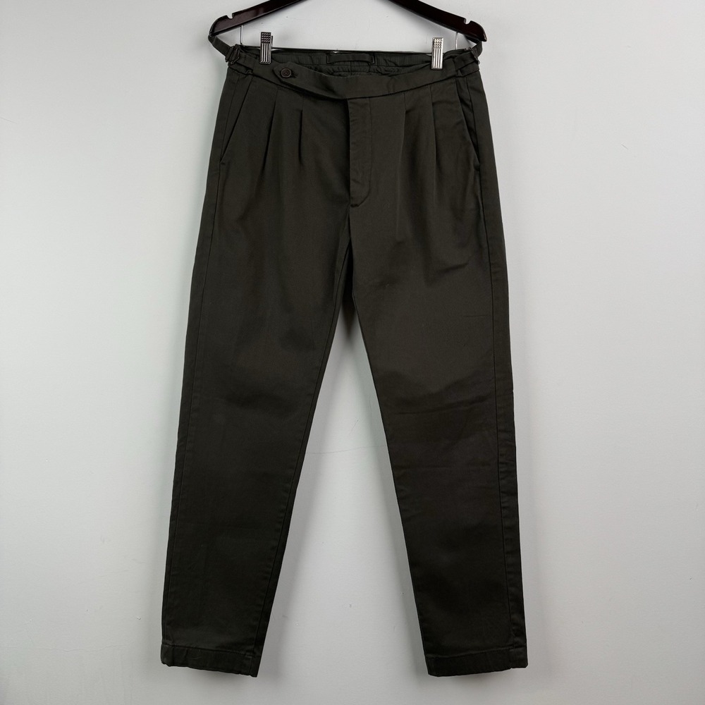 Doppelgänger Roma Pants Mens 30x30‎ Green Olive Twill Cotton Side Adjuster Tab